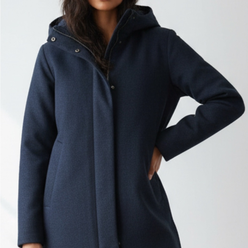 Women's Navy Hooded Coat